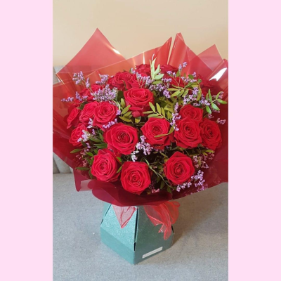 For My Sweetheart - 12 luxury red roses and fabulous foliage are all you need to make a grand romantic gesture to your sweetheart.